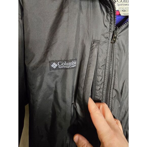 Columbia Sportswear Black Windbreaker Jacket Fleece Lined Zip Up Outdoor Coat - Picture 3 of 8
